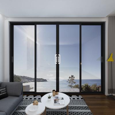 China Modern High Quality Aluminum Sliding Doors Tempered Glass Energy Efficient Double Sliding Door for sale