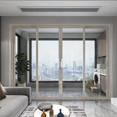 China Foshan sliding door manufacturer traditional aluminum windproof tempered glass doors for living room for sale