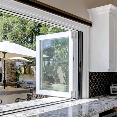 China Commercial Aluminum Glass Folding Screen System Windows Design Folding Bifold Window for sale