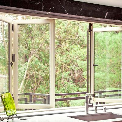 China Hot Selling Burglar Proof Sound Screen Bifold Windows Folding Proof Automatic Vertical Lift Up Manufacture Aluminum Folding House Windows for sale