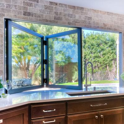 China Folding Screen Factory Price Aluminum Folding Bifold Window Kitchen Window for sale