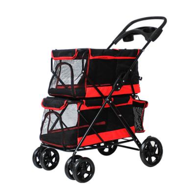 China Viable Popular Deluxe Double Decker Traveling Pet Stroller for 2 Dogs in Bag for sale