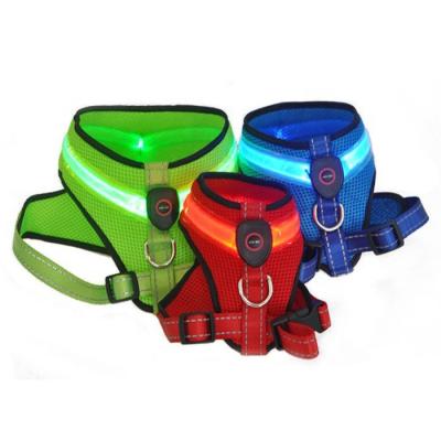 China Viable USB Charging Reflective Adjustable Light Mesh Led Luminous Dog Harness Glowing Nylon Webbing for sale