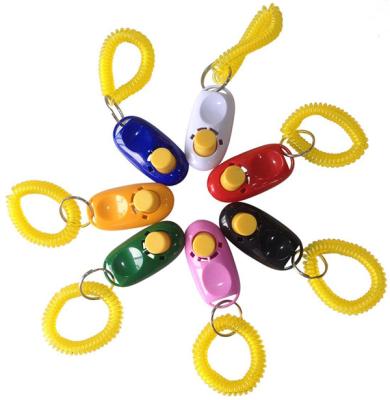 China Large Metal Viable Clicker Dog Button Dog Training Clicker with Wrist Band for sale