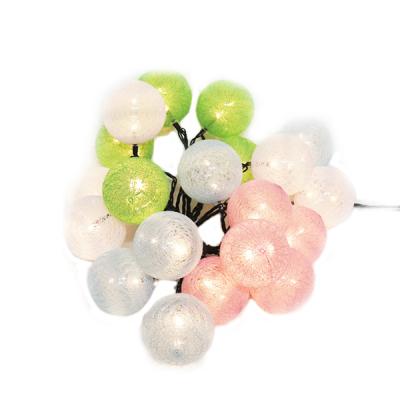 China Ball Christmas Decoration Cotton Ball String Lights Multicolor 8 Functions 50LED Ball String Lights Indoor Outdoor Decoratons 24V for sale