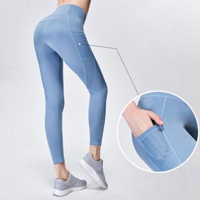 China Breathable High Waist Compression Yoga Elastic Gaiters Stretch Workout Yoga Gaiters With Pockets Reuse Nylon Pants for sale