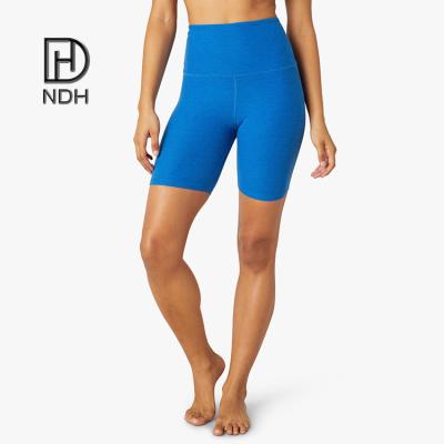 China Breathable Women Marle Sweat-Wicking Yoga Biker Shorts High Waisted With Interlock Seams Recycle Polyamide Athletic Shorts for sale