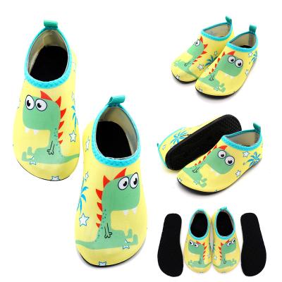 China New Anti-skid Custom Printed Cute Yellow Dinosaur Boy Water Shoes Quick Dry Breathable Swimming Shoes Factory Store for sale