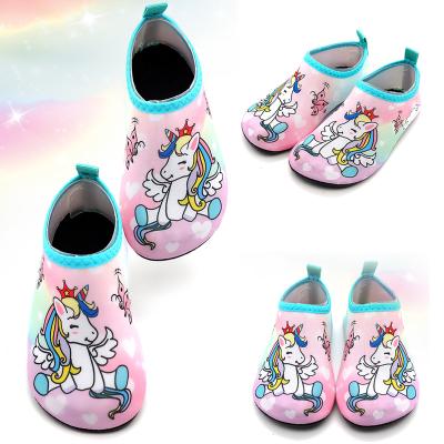 China Anti-slip new girl's cute unicorn printed lightweight dry breathable swimming water shoes shoes factory direct sales for sale