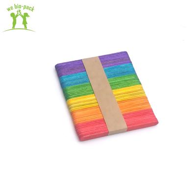 China Safety 110mm Disposable Natural Wooden DIY Unlock Colored Popsicle Sticks for sale