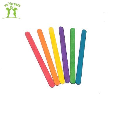 China Sustainable 125mm Kids Food Grade Wooden DIY Craft Ice Cream Spoon Sticks for sale