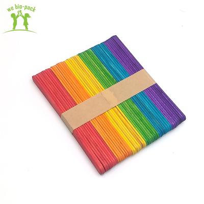 China 125mm Disposable Popsicle Sticks Food Touch DIY Safe Wooden Craft Colorful Ice Cream Spoon for sale