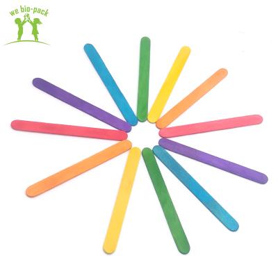 China Disposable 90mm Natural Safety Wooden DIY Open Colored Popsicle Sticks Ice Ccream Spoon for sale