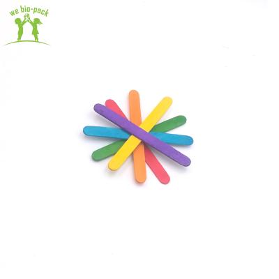 China Sustainable 90mm Kids Food Grade Wooden Sticks DIY Color Craft Sticks Ice Cream Spoon for sale