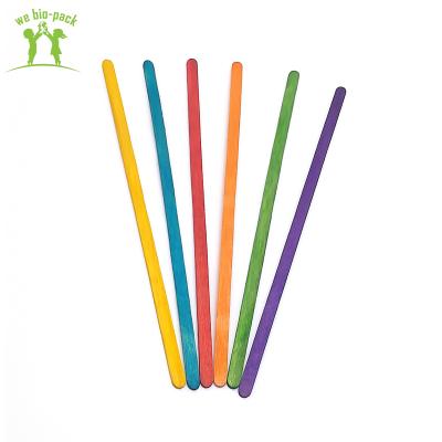 China 190mm Kids Food Grade Sticks DIY Color Sustainable Wood Craft Sticks Ice Cream Spoon for sale