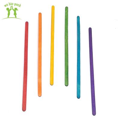 China 190mm Sustainable Kids Food Grade DIY Color Wooden Craft Sticks Ice Cream Spoon for sale