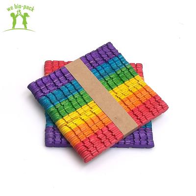 China 114mm Kids Food Grade Wooden Sticks DIY Sustainable Color Zigzag Craft Sticks Ice Cream Spoon for sale