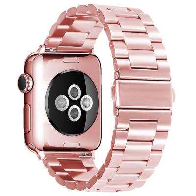 China Stainless Steel 316L 3 Link Strap Wrist Watch Belt For Apple Watch Stainless Steel Band 44mm for sale