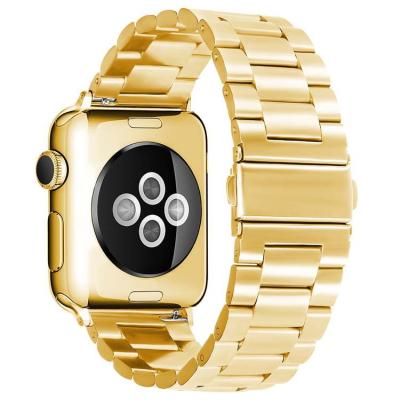 China Luxury Stainless Steel 3 Links Stainless Steel Buckle Metal Strap For Apple Watch Band 38 40 41 42 44 45mm for sale