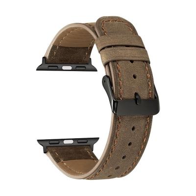 China Hot Selling Amazon Stainless Steel Watchband Genuine Leather Band For Apple Watch 1 2 3 4 5 6 Se 7, For Apple Watch Band for sale