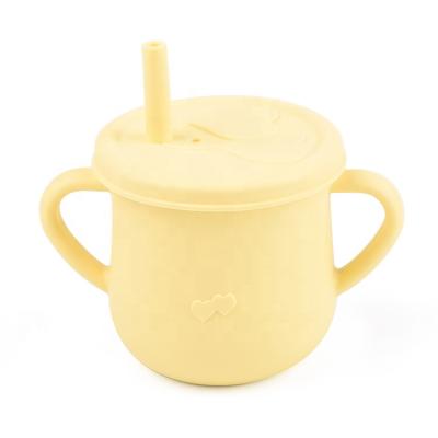 China Custom Reusable Silicone Table Ware No Spill Baby Unbreakable Silicone Sippy Snack Cup For Baby Drinking for sale