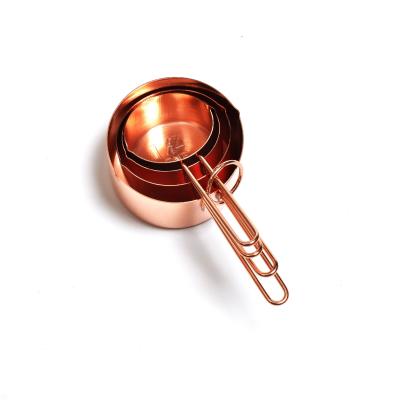 중국 Premium Heavy Duty Copper Stainless Steel Measuring Cups Set of 4 rose gold baking measuring set 판매용