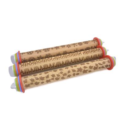 Κίνα Kitchen Wooden Pastry Baking Accessories Pattern Dough Rolling Pin For Cake Decorating προς πώληση