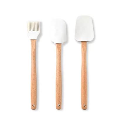 Κίνα Wood Spatula Pastry Baking Accessories Silicone Beech Wood Spatula Brush προς πώληση