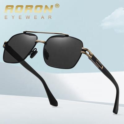 China Square Metal Professional Outdoor Frame Double Bridge UV400 Polarized Square River Logo Mens Fashion Sun Glasses Custom Made Sun Glasses Men for sale