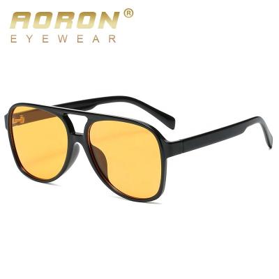 China Square Designer Men Shades Sunglasses Hot Sale Aoron Fashion Sunglasses Women Sunglasses Double Bridge PC Frame Unisex for sale