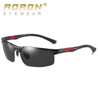 China Semi Rimless Aoron Sports Sunglasses Photochromic Magnesium Aluminum Frame Polarized Night Vision Cycling Sun Glasses 8178 for sale