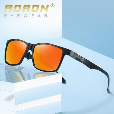 China Fashion Sunglasses Aoron Ultralight Square Sunglasses Magnesium Night Vision Glass Carbon Fiber Photochromic 8008-1 Polarized Aluminum Temple for sale