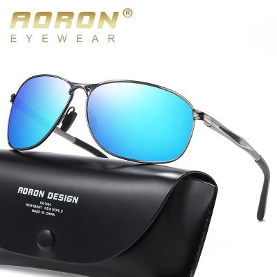 China Fashion Sunglasses Aoron Ultra Lightweight Rectangular Polarized Sunglasses Men UV400 Protection Aluminum Magnesium Frame Driving Sunglasses A573 for sale