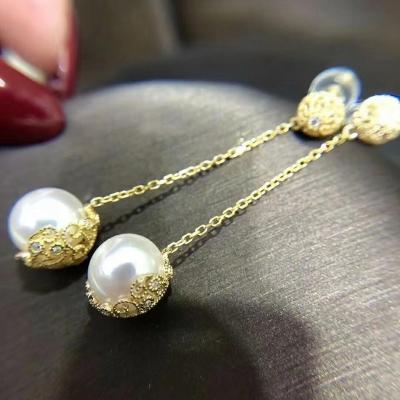 China New Arrival 2022 FASHIONABLE 8mm Akoya Pearl Gold Coating Earrings for sale