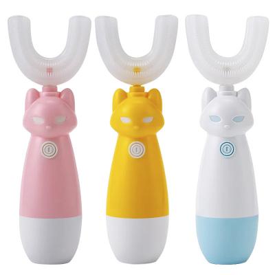 China Battery Powered Kids U Shaped Silicone Ultrasonic Toothbrush for sale