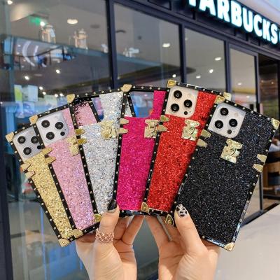 China Shockproof Luxury brand designer square phone case with strap for iphone 12 13 pro phone case shenzhen mobile phone case for sale