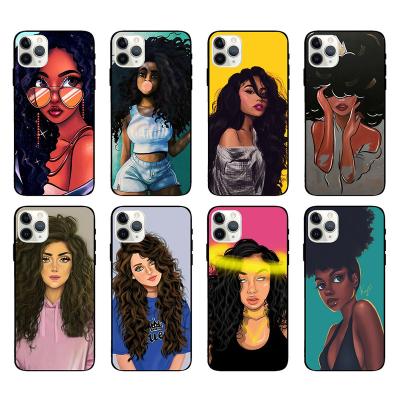 China Shockproof 2022 Amazon Hot Sale Custom Logo Black Girls Women Money Design Soft TPU Shockproof Phone Case For iphone 13 Pro Max for sale