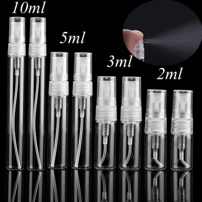 China 50pcs/lot 2ML 3ML 5ML 10ML Mini Sample Test Tube Bottle Slim Glass Vials Black Single Spray Perfume Glass Atomizer Bottle for sale