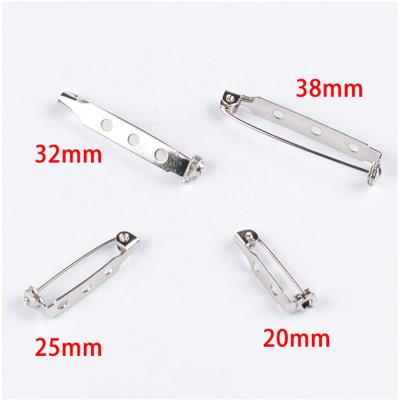 China Bar 32mm Metal Security Brooch Pin And Lock Security Back Pin For Badge Accessories for sale