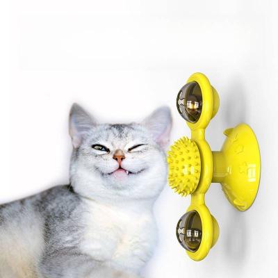 China Rotatable Cat Toy Rotating Stored Creative Leak Have Fun Cat and Toy Rotating Cat Windmill Leaky Food for sale