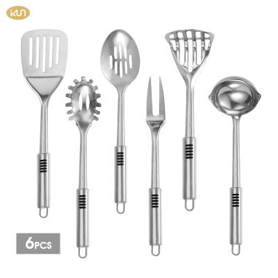 China Food Grade Premium Stainless Steel Utensils 6 Pieces Stainless Steel Handle Comfortable Kitchen Utensil for sale