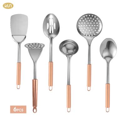 China Minimalist Custom 6 Piece Stainless Steel Cooking Utensils Set for sale