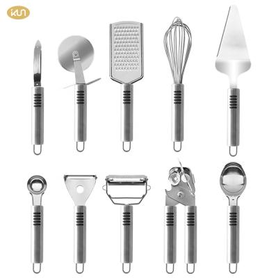 China Sustainable 10piece Kitchen Accessories Machine Stainless Steel Utensils Kitchen Instrument Set for sale