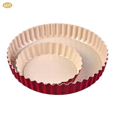 China High quality 8 lnch removable bottom carbon steel round sustainable customized non-stick pizza pans baking tray for sale