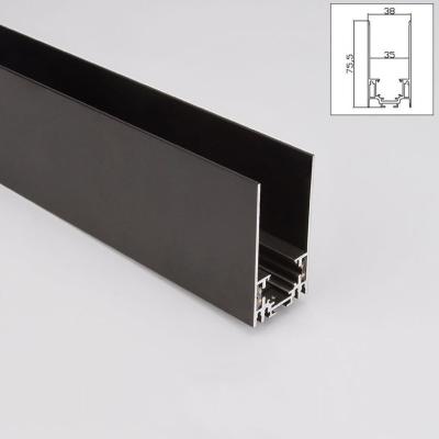 China 35MM Modern Type Suspended Hanging Magnet Track Surface Mounted Rail For Magnetic Linear Led Lighting System for sale