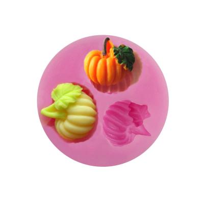 China 3 Cavity Disposable Pumpkin Shape Mousse Cake DIY Chocolate Decorating Silicone Mold for sale