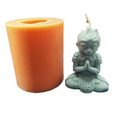 China Viable Mythical DIY Epoxy Resin Figure Monkey Shape Buddha Candle Silicone Molds for sale