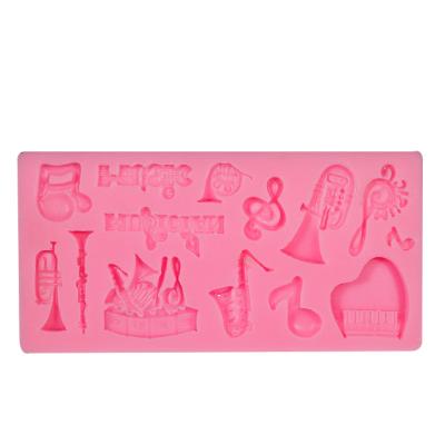 China Disposable DIY 3D Musical Instruments Fondant Silicone Cake Cookie Chocolate Mold for sale