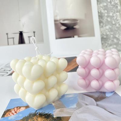 China Factory Price Viable Rubik's Cube Heart Shaped Bubble Molds Scented Candle Plaster Home Decor Silicone Diy Making Molds for sale