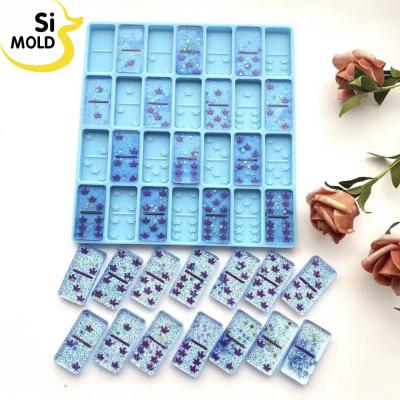 China Viable DIY Epoxy Resin Maple Leaf Shape Domino Silicone Molds For Game Card Resin Crafts for sale